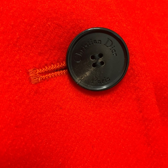 CHRISTIAN DIOR BRIGHT ORANGE / LIGHT BLUE DOUBLE FACE FANTAISIE COAT - Picture 7 of 7